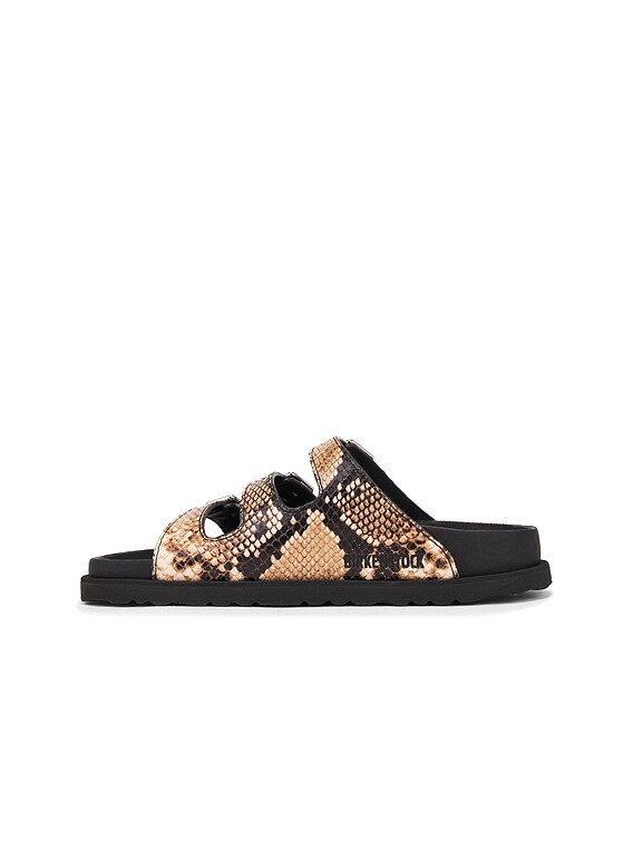 サンダル・ミュール Birkenstock Florida Snake Leather Sandals With Adjustable Birkenstock Florida Snake Leather Sandals in Brown | Lyst