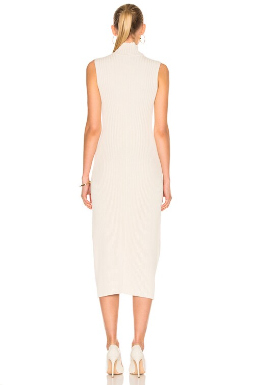 Baja East Cotton Rib Dress in Ivory FWRD