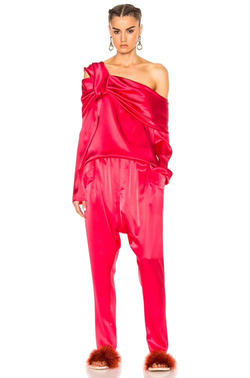 Baja East Satin Back Crepe Top in Fuchsia FWRD