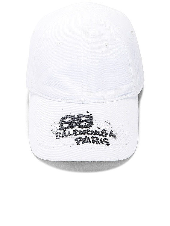 Balenciaga BB Paris Hat in White & Black | FWRD