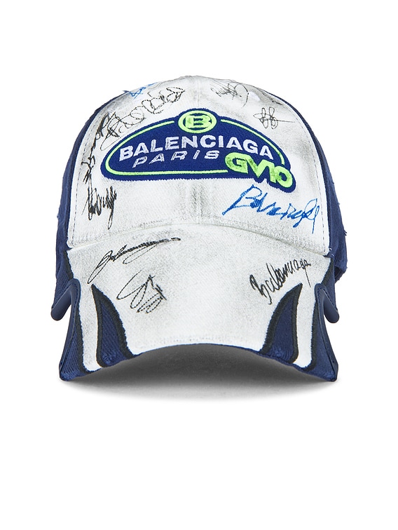 BALENCIAGA ネイビー/ホワイト ジャケット　@10 Balenciaga Scribble Cap in Dirty White & Blue | FWRD