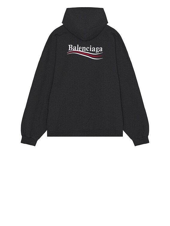 【BALENCIAGA】Large Fit Hoodie ラージフィット フーディー Balenciaga Large Fit Hoodie in Dark Heather Grey & White | FWRD
