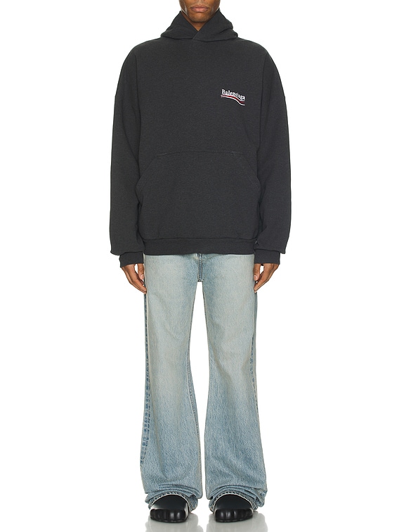 Balenciaga Large Fit Hoodie in Dark Heather Grey & White | FWRD