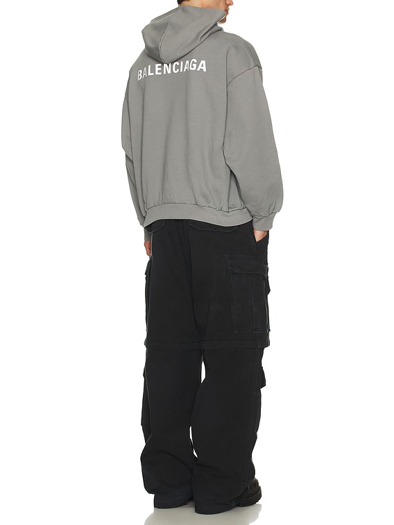 パーカー・フーディ BALENCIAGA Men Hoodies 767877TRVI98499 Gray Balenciaga Graphic wide-fit Hoodie | Grey | FARFETCH