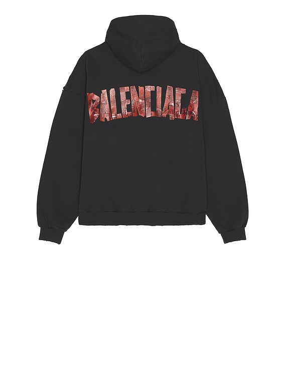 【BALENCIAGA】Large Fit Hood Washed Black Balenciaga x eBay Zip-Up Hoodie in Washed Black | FWRD