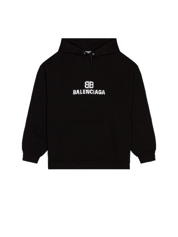 Balenciaga Medium Fit Hoodie in Black & White | FWRD