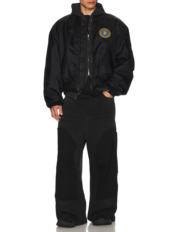 Balenciaga Large Fit Bomber Jaket in Black | FWRD