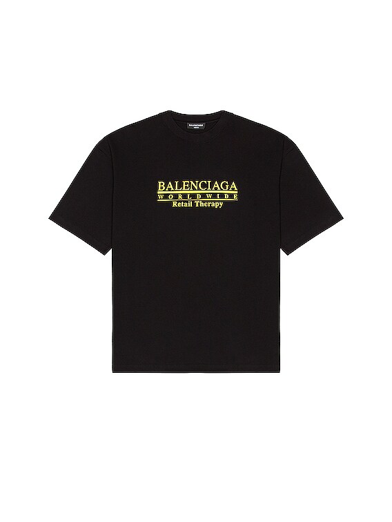 Balenciaga Print Medium Fit T-Shirt in Black & Yellow | FWRD