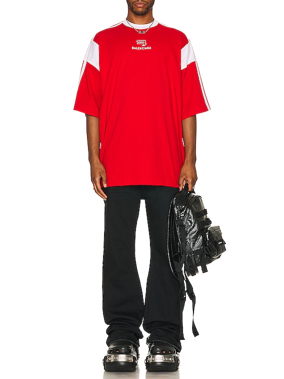 ●送料込●BALENCIAGA●MEN'S SPORTY B T-SHIRT BOXY FIT IN RED Balenciaga Boxy Sporty T-Shirt in Red & White | FWRD