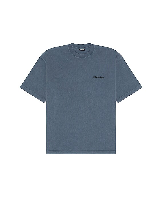 Teoretisk konsonant Tilføj til Balenciaga BB Corp Tshirt in Washed Blue & Black | FWRD
