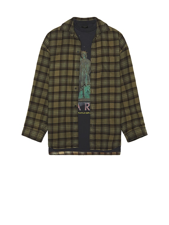 【BALENCIAGA】Layered Shirt レイヤード シャツ BALENCIAGA Oversized Layered Checked Cotton-Flannel and