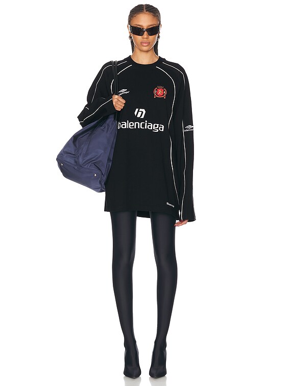 Balenciaga Oversized Soccer T Shirt in Black & White | FWRD
