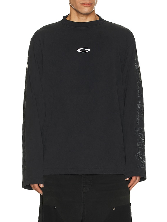 Balenciaga Shifted Og Long Sleeve Tee in Faded Washed Black