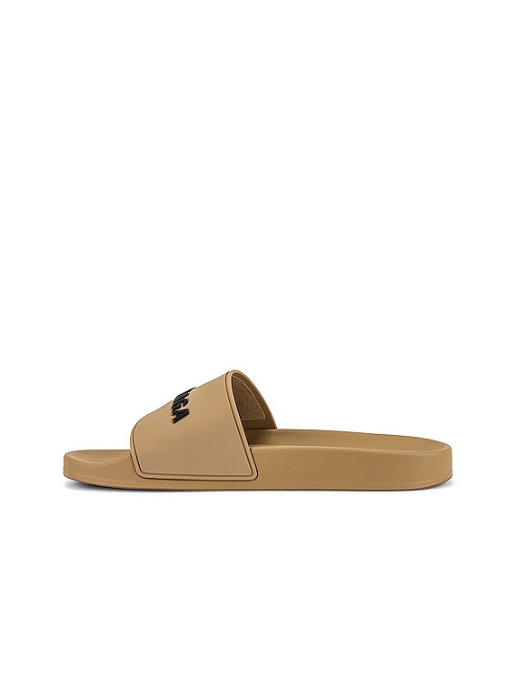 Balenciaga Pool Slide in Beige Black FWRD