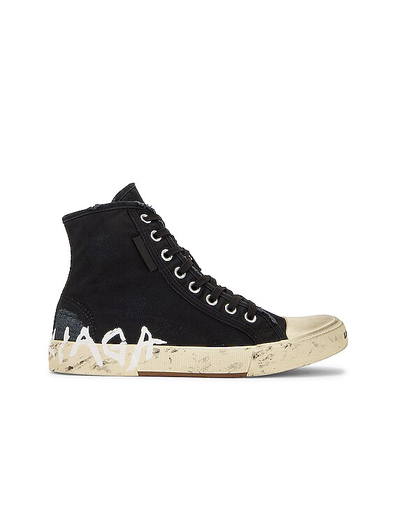 Balenciaga Paris High Top Graffiti Sneaker in Black & White | FWRD