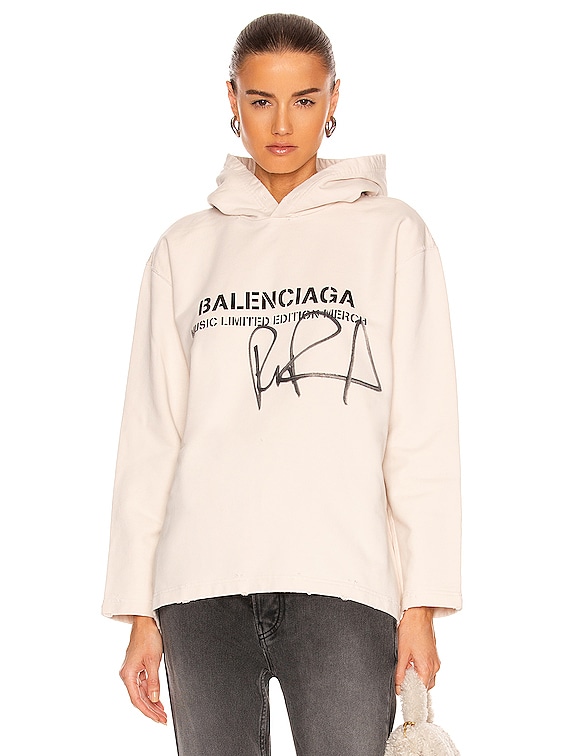 Balenciaga RuPaul Cropped Hoodie in Chalky White & Washed Black | FWRD