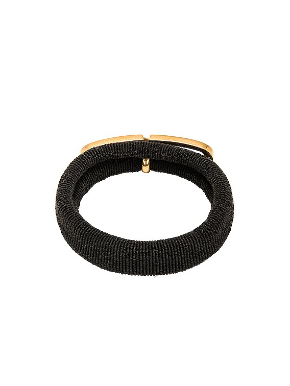 Balenciaga BB Icon Hair Tie in Black & Antique Gold | FWRD