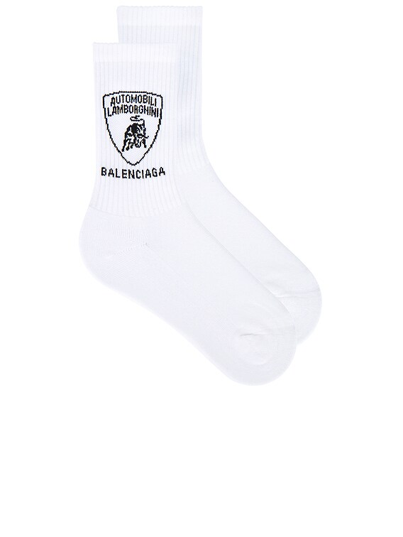 Balenciaga Lamborghini Socks in White & Black | FWRD