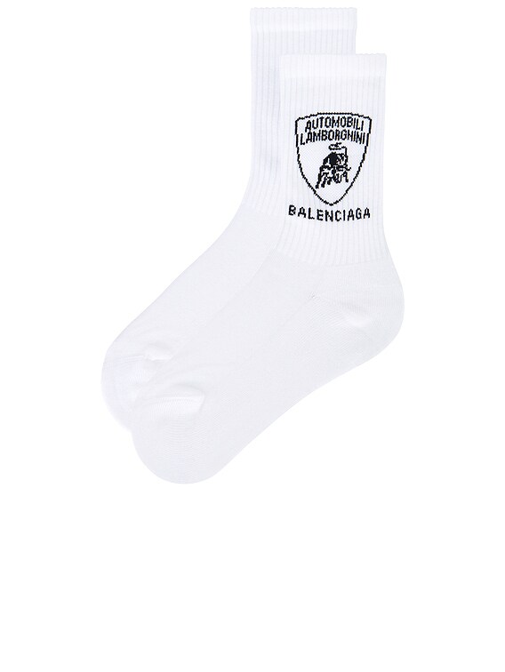 Balenciaga Lamborghini Socks in White & Black | FWRD