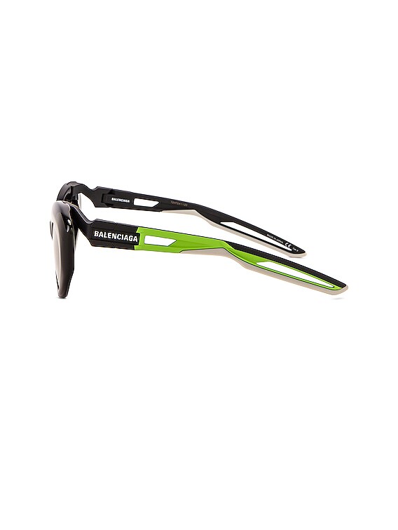 Balenciaga Hybrid Sport Sunglasses in Shiny Black & Grey | FWRD