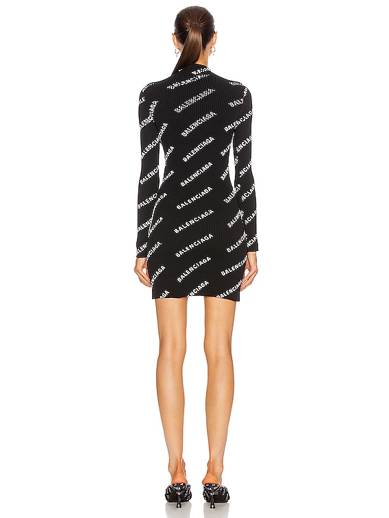 Balenciaga Long Sleeve Logo Mini Dress in Black & White | FWRD Balenciaga Long Sleeve Logo Mini Dress in Black & White | FWRD