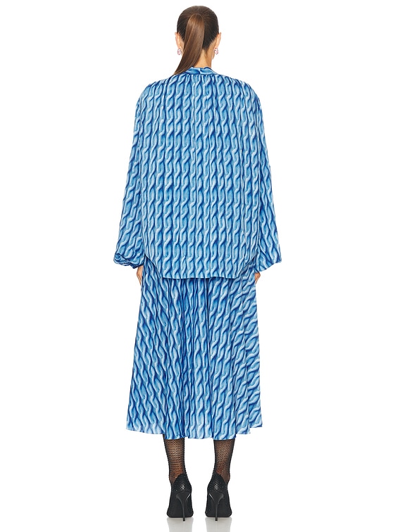 BALENCIAGA double sleeve dress blue SS25 新作 ★ Balenciaga Double Sleeve Dress in Blue | FWRD