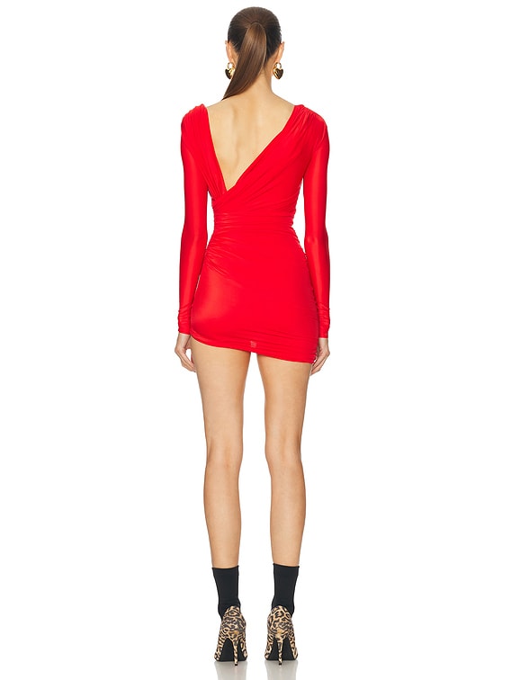 【 BALENCIAGA 】 ドレープドレス Draped Dress in Red Balenciaga Draped Dress in Red | FWRD