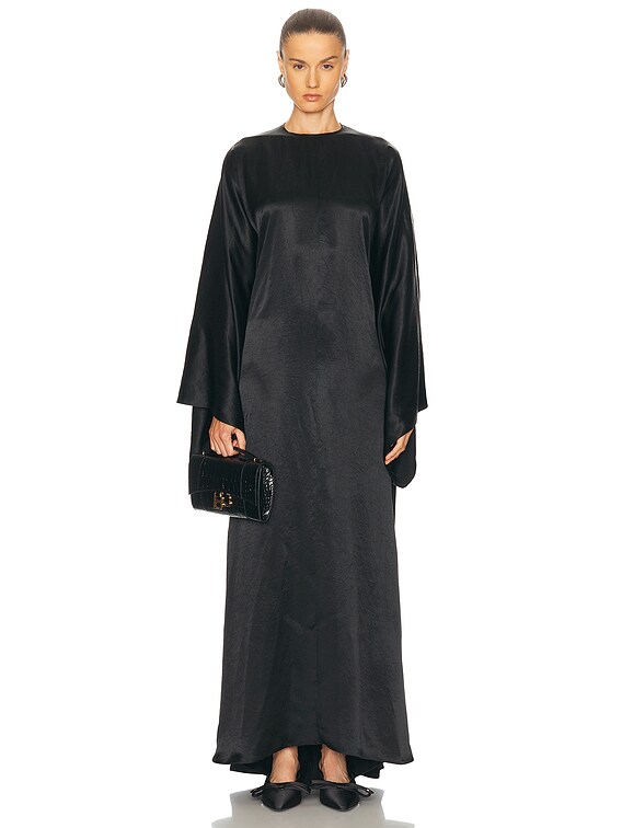 Balenciaga Maxi Satin Dress in Black | FWRD