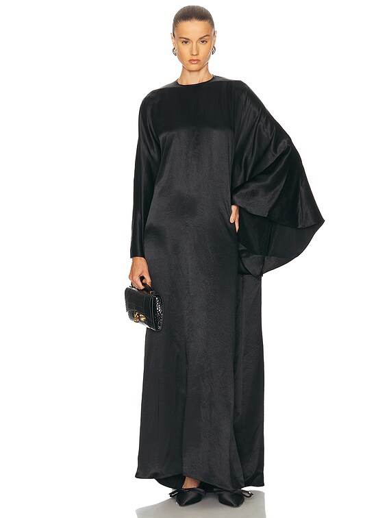 Balenciaga Maxi Satin Dress in Black | FWRD