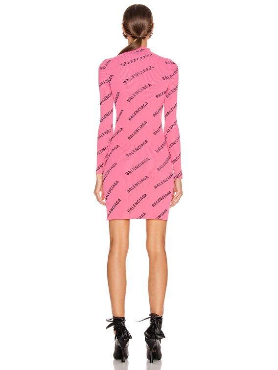 balenciaga pink knit dress Balenciaga Printed Ribbed Knit Dress Pink - SS21