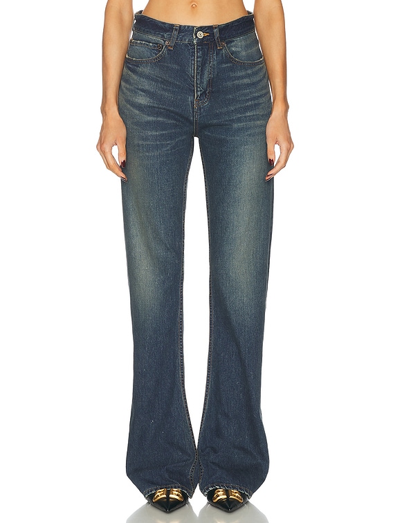 【関税&送料込み】Balenciaga Slim Fit Bootcut Jeans Clothi Balenciaga Bootcut Jeans in Deep Blue | FWRD