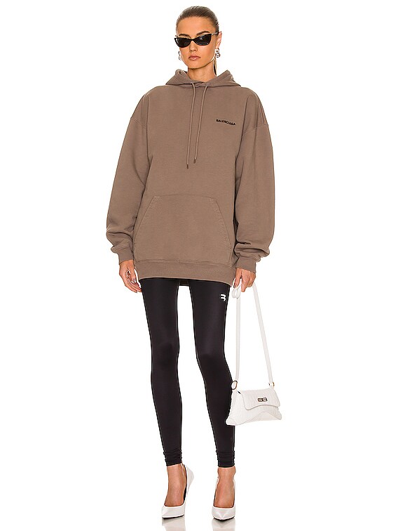 Balenciaga Medium Fit Hoodie in Taupe & Black | FWRD