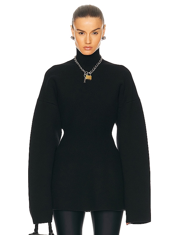 Balenciaga Cashmere Hourglass Turtleneck Sweater in Black | FWRD Balenciaga Cashmere Hourglass Turtleneck Sweater in Black | FWRD