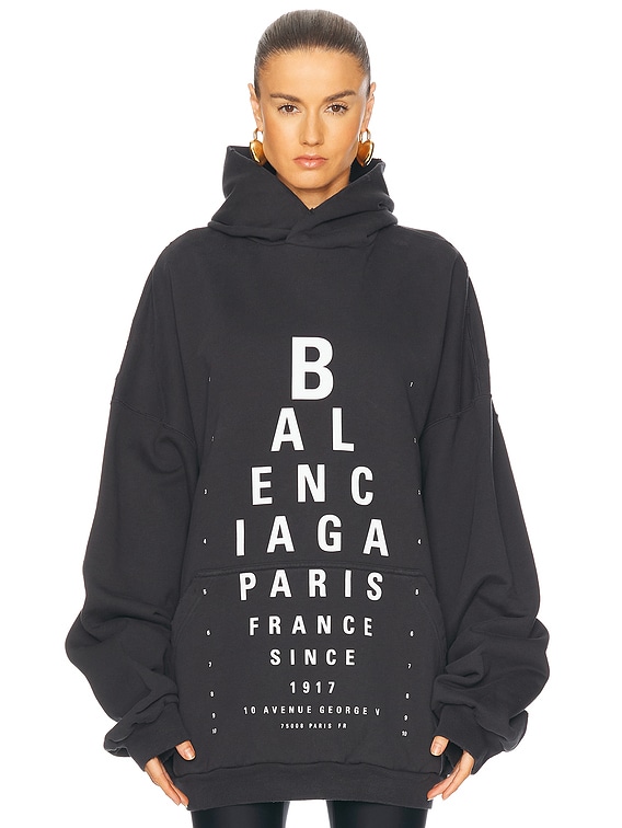 ★【BALENCIAGA】 Large Fit Hood Washed Black★ Balenciaga Large Fit Hoodie in Washed Black & White | FWRD
