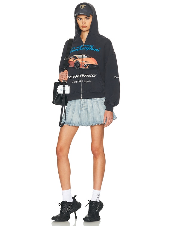 Balenciaga Lamborghini Small Fit Zip Up Hoodie in Faded