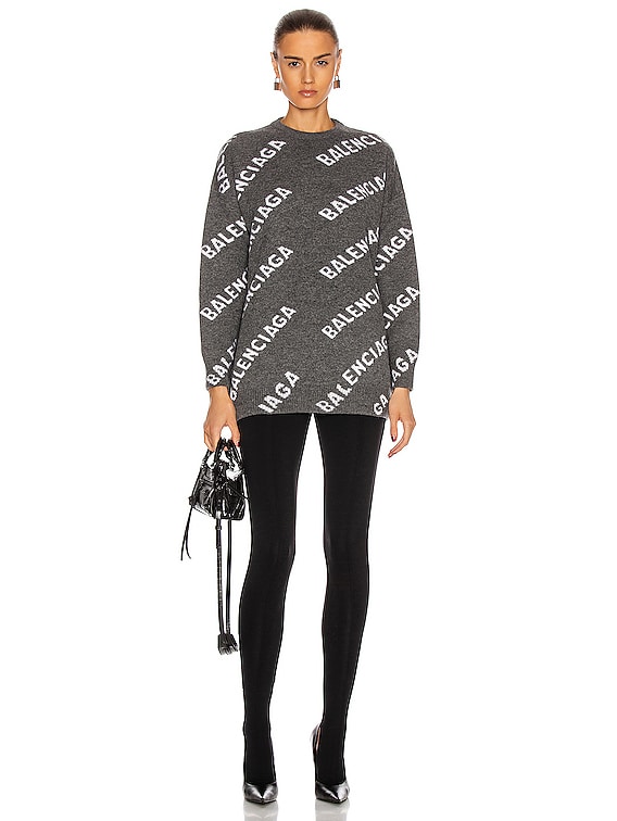 【送料&関税込】Balenciaga Long Sleeve Crew-neck Sweater Balenciaga All Over Logo Long Sleeve Crewneck Sweater Black