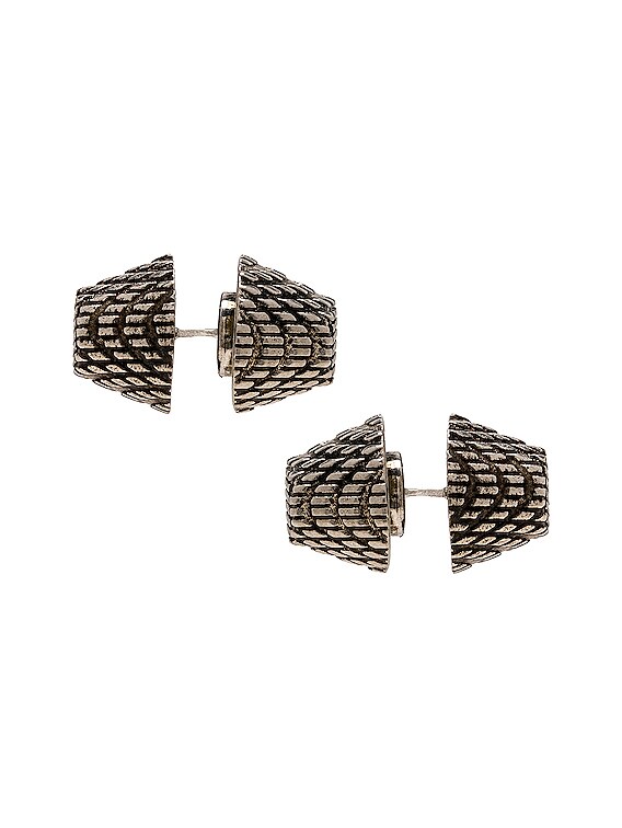 新作人気モデル Balenciaga Cagole Stud Earrings in Antique Silver | FWRD アクセサリー