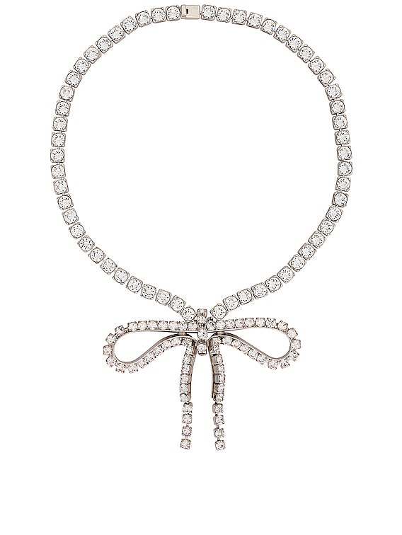 Balenciaga Archive Ribbon Necklace in Silver & Crystal | FWRD