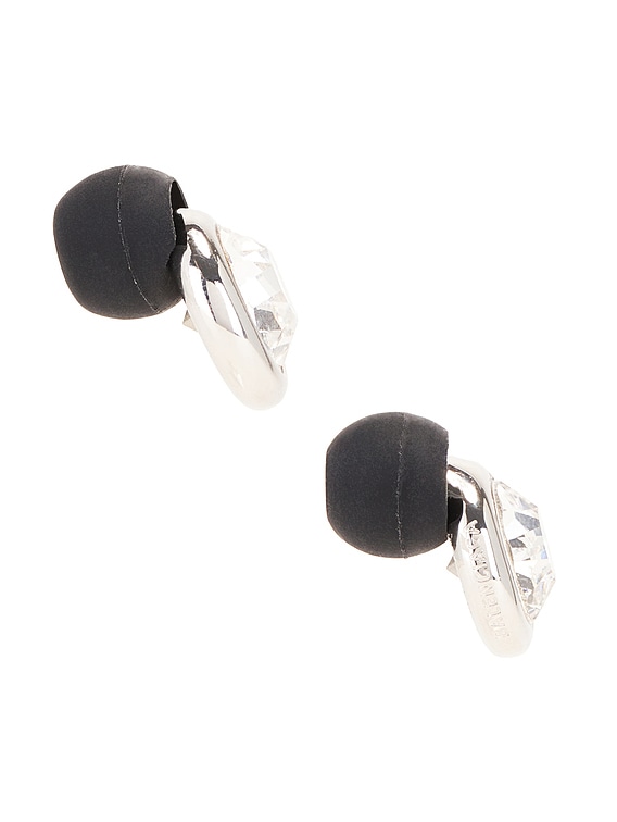 送料込+BALENCIAGA+Berlin Ball イヤージュエリー Balenciaga Berlin Earrings in Shiny Silver, Crystal, & Black