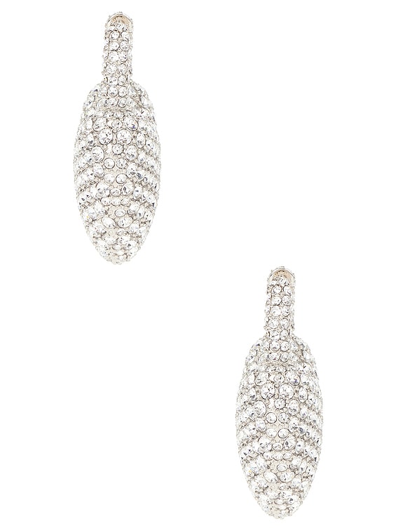 Balenciaga Minnie XL Earrings in Shiny Silver & Crystal | FWRD