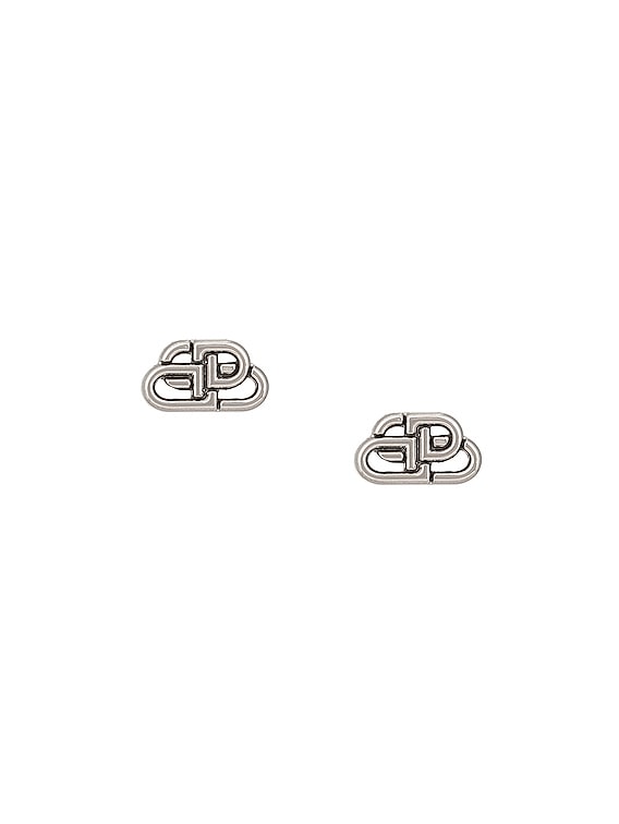 Balenciaga XS BB Stud Earrings in Silver | FWRD