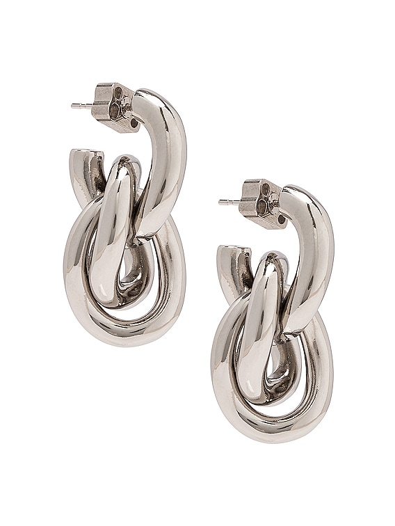 Balenciaga Triple Loop Earrings in Shiny Silver | FWRD