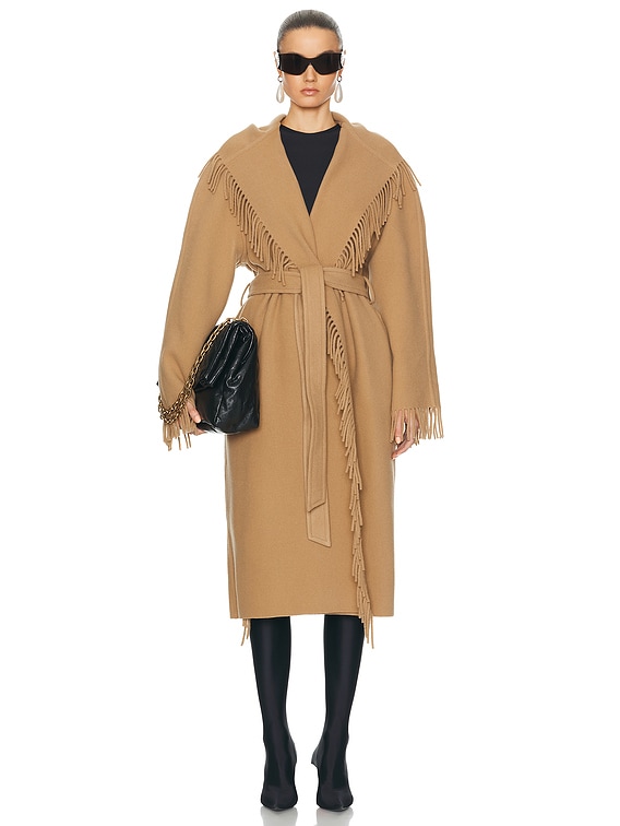 関税送料込Balenciaga Fringe Coat Balenciaga Fringe Coat in Praline Beige | FWRD