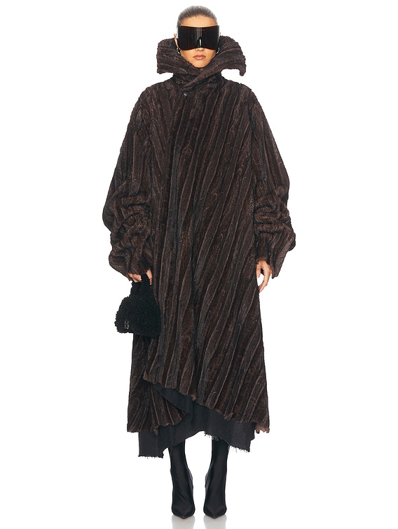 Balenciaga Faux Fur Mink Coat in Brown | FWRD
