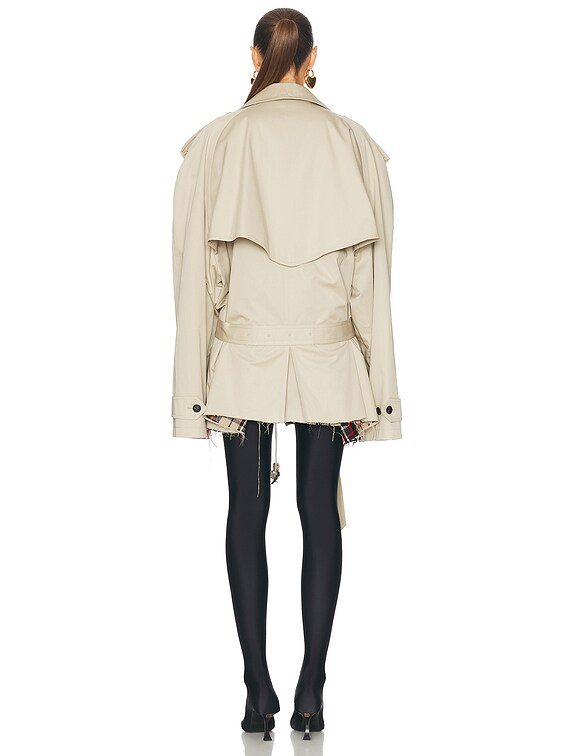 Balenciaga Cropped Trench Jacket in Beige | FWRD