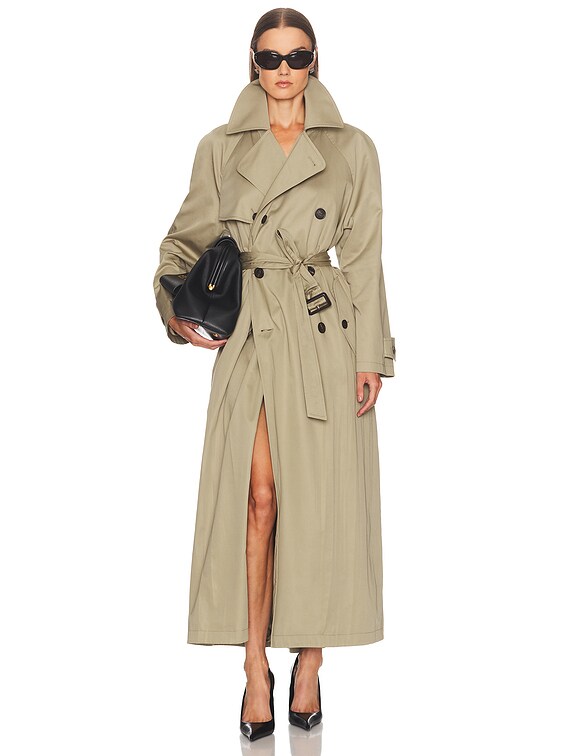 Balenciaga Cocoon Maxi Trench Coat in Explorer Beige | FWRD