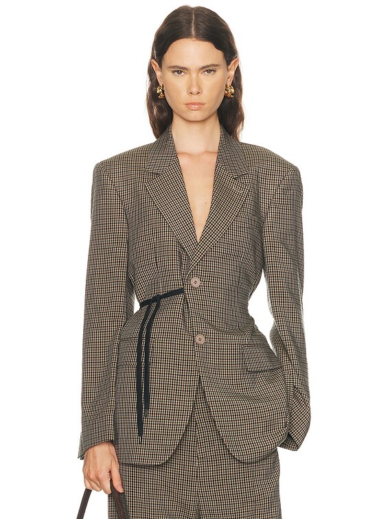 Balenciaga Wrap Tailored Jacket in Khaki & Brown | FWRD
