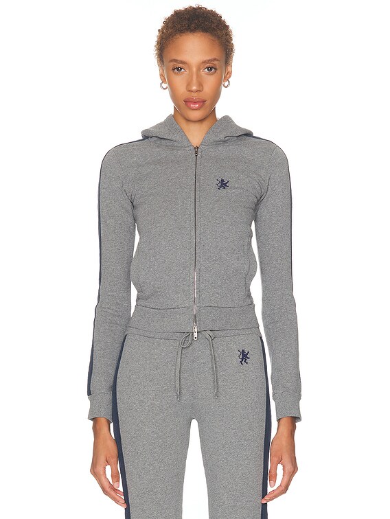 Balenciaga Zip Up Hoodie in Dark Heather Grey & Washed Navy | FWRD