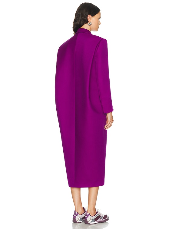 Balenciaga Long Sack Coat in Violet | FWRD