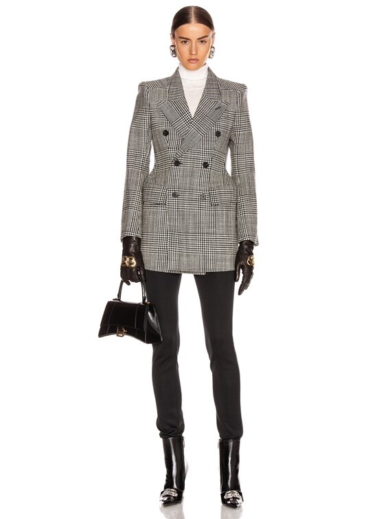 ジャケット BALENCIAGA 'Hourglass' blazer White/Black Balenciaga Hourglass Blazer in Black & White | FWRD
